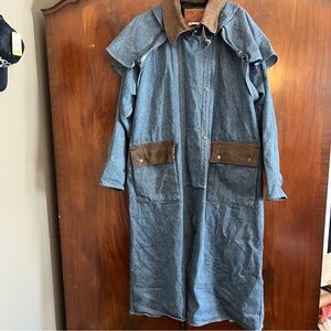 Vintage Fox Fire denim trench barn jacket w/removable cape